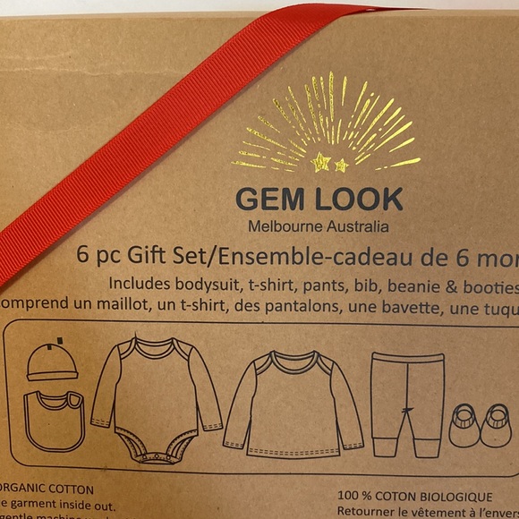 6 pc Baby Gift Set 100% Organic Cotton - Picture 6 of 7